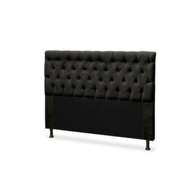 Imagem de Cabeceira Cristal 1,40 Para Cama Box Suede Amassado Preto - JS Móveis