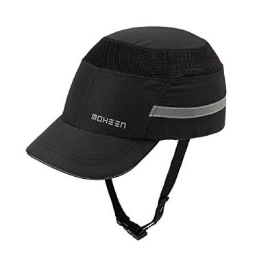 Imagem de Boné Bump Bump de Segurança Leve - Boné Protetor Estilo Beisebol Respirável com Listras Reflexivas, M18103H-Black-Short Brim, Preto, Short Brim