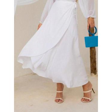 Imagem de A-Lows A&L Saia envelope feminina com forro de viscolinho, Branco, 36-