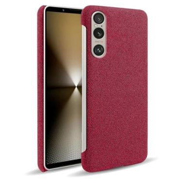Imagem de Capa para SONY Xperia 1 VI,Capa desenhada em lona,Case Protetora Ultrafina com Empunhadura Macia,Design em Tecido Antichoque e Antiarranhões-Red