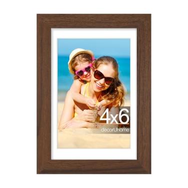 Imagem de decorUhome Porta-retrato 10 x 15 cm, exiba imagens de 9 x 12 cm com tapete ou 10 x 15 cm sem tapete, moldura para parede e mesa, marrom, 1 pacote