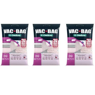 Imagem de Kit 3 Vac Bag Jumbo Ordene 110x100cm Saco a Vácuo Plástico Edredom Casacos