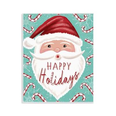 Imagem de Stupell Industries Arte de placa de parede Jolly Santa & Candy Canes, design por Elizabeth Tyndall, 28 x 35 cm