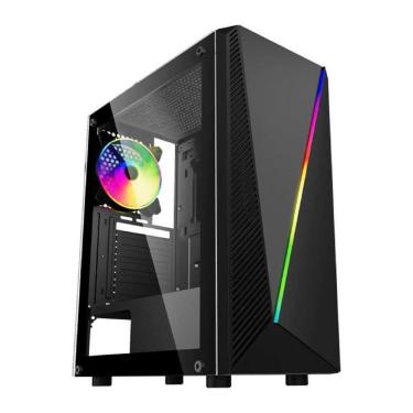 Imagem de Gabinete Gamer K-Mex Master Yaiba 1 CG-05AA, Rainbow, Mid Tower, Vidro Temperado, Fan 120mm, ATX, mATX, ITX, Preto