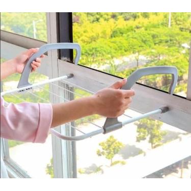 Imagem de Varal portátil de janela apartamento varanda seca roupas  - JN ECOMERC