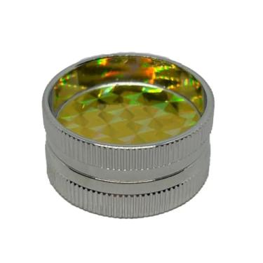 Imagem de Dichavador de Metal Holográfico Mini | 2 Partes | Fechamento Magnético | Cores Variadas (Amarelo)