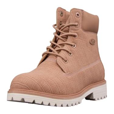 Imagem de Lugz Botas femininas Convoy Croc bico redondo cadarço casual tornozelo salto baixo 2,5-5 cm - preto, Crocodilo branco blush/sussurro, 6