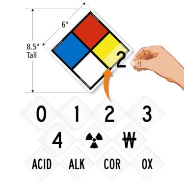 Imagem de SmartSign Kit de etiquetas adesivas NFPA (placard, dígitos e símbolos) | 21,6 cm de altura (ponta a ponta) diamante 3M grau de engenheiro reflexivo (S-5544)