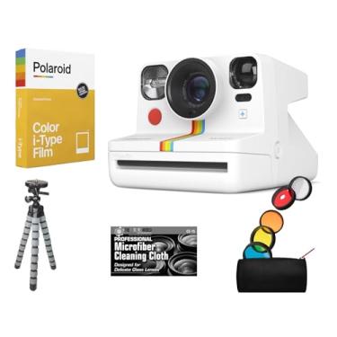 Imagem de Pacote de câmera instantânea Polaroid Now R Plus Geração 2 Bluetooth Connected I-Type (branca) + tripé de mesa + pacote de filme + pano de microfibra