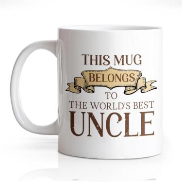 Imagem de DYJYBMY Esta caneca pertence à caneca do melhor tio do mundo, xícara de café engraçada, presentes de agradecimento para tio, presentes de aniversário de dia dos pais para sobrinhos e sobrinhas para