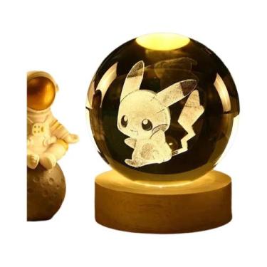 Imagem de Bola de Cristal 3D Infantil com Luz Noturna (6cm) - Pikachu, Doraemon,
