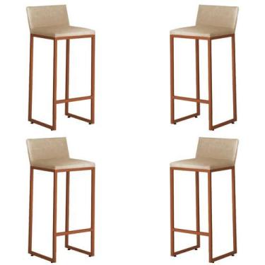 Imagem de Kit 4 Banquetas Alta Dani Reforçada Decorativa Balcão Bancada Cozinha 