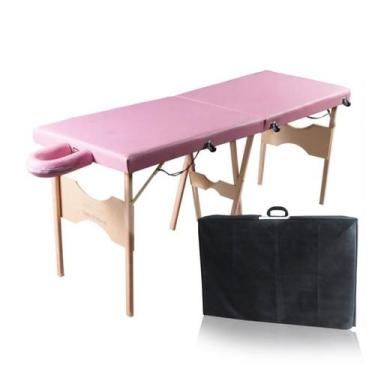 Imagem de Maca Portátil Madeira 200kg + Capa De Proteção - SANTA Fé MACAS, Rosa