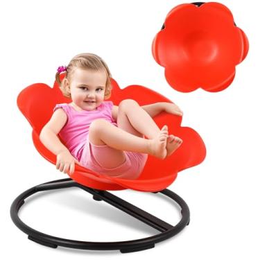 Imagem de Cadeira sensorial infantil, cadeira giratória para crianças autistas, treinamento de 360° para sentar e girar melhora a doença de movimento do autismo, base de metal antiderrapante