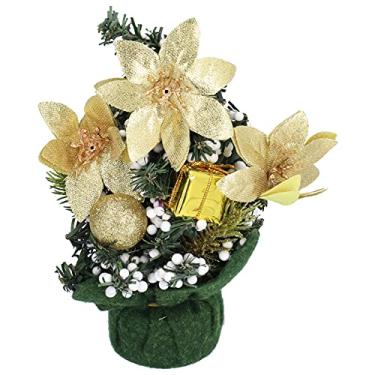Imagem de Árvore de Natal artificial, mini enfeites de árvore de Natal inovadores de mesa requintados e fofos em cores brilhantes (ouro (tecido não tecido))