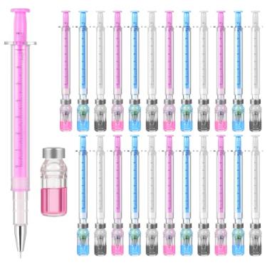 Imagem de HOFURME 24 canetas de seringa a granel, canetas de agulha de tinta preta de 0,5 mm para escrever - canetas de seringa de 15,7 cm para enfermeiros, caneta de gel com tema médico, lembrancinhas de festa