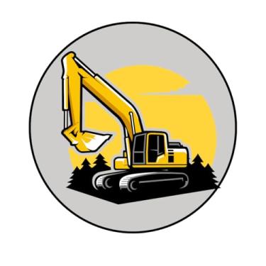 Imagem de Adesivo Decorativo Redondo Tema Retro-Escavadeira, 5 cm (RT5)