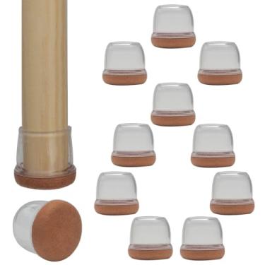 Imagem de GTCSDMG Protetores De Piso Silicone Para Pernas Cadeira, 8 Peças, Redondos, Cadeiras, Deslizadores Feltro 360°, Capas Transparentes, Banco Bar, Adequados 1,1"-1,3"