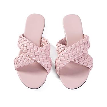 Imagem de Mtzyoa sandália feminina com flip-Flops e arco, rebites de praia, joia de chuva, pérolas douradas, rosa, 10