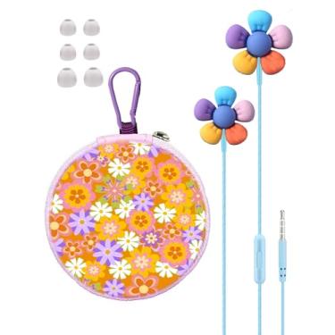 Imagem de GOGOSINIS Fones de ouvido infantis para escola com capa, fones de ouvido com fio com pontas pequenas, fones de ouvido intra-auriculares com microfone, estojo de transporte e mosquetão, fones de ouvido