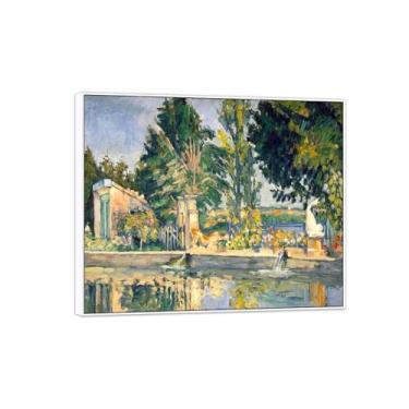 Imagem de MUHJDYC Paul Cézanne Gravuras famosas - pintura de parede em tela - quadros de arte com moldura branca para decoração de quarto de sala de estar (lagoa) 20x25cm-8x10in