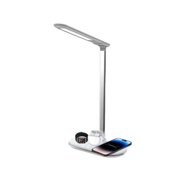 Imagem de Abajur De Mesa Ajustável | Luminária Com Carregador Sem Fios | Luminária De Leitura Regulável E Dobrável Para Cama Escritório Criado Mudo