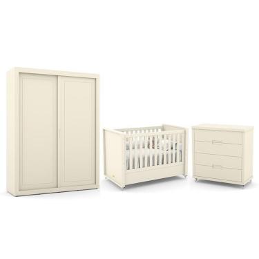 Imagem de Dormitório Tutto New 2 Portas, Cômoda 4 Gavetas E Berço Off White - Matic Móveis Off White