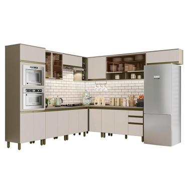 Imagem de Cozinha Completa De Canto 10 Peças Connect Duna-cristal Com Torre Quente E Aéreo Vidro - Móveis Henn Duna-cristal