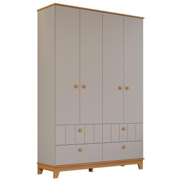 Imagem de Guarda Roupa Infantil Biscoito 4 Portas E 4 Gavetas Fendi-nature - Permóbili Baby Fendi-nature