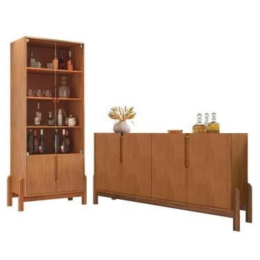Imagem de Sala De Jantar Lizz Com Cristaleira E Buffet Aparador 4 Portas Cedro - Casa D Cedro
