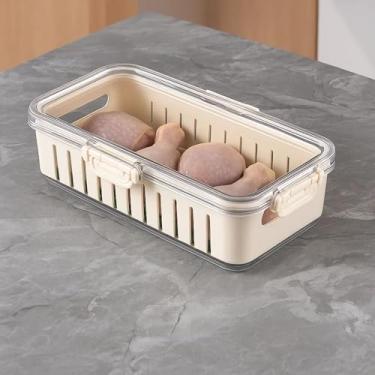 Imagem de Bandeja Pote Cesto Organizador com Tampa Transparente, Empilhável com 1 Cesta Divisória Internas Multiuso - Caixa Organizadora Ideal para Geladeira, Alimentos, Frutas, Legumes, Lanches
