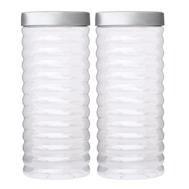 Imagem de 2 Pote Plástico Multiuso 2,5LT Organizador Cozinha Grande Ondulado (Cinza)