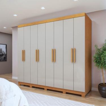Imagem de Guarda-roupa para Quarto 8 Portas Andara Amêndoa Clean/Off White