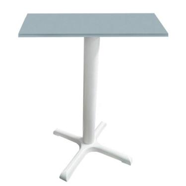 Imagem de Mesa Ômega Ferro Branco 74 cm (Alt) Base em X Tampo MDP Quadrado Cinza