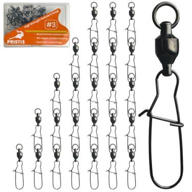Imagem de Pristis Pacote com 25 encaixes e giratórios de pesca de alta resistência, rolamento de esferas gira com encaixe coastlock, conector de resistência à corrosão de água salgada, equipamento terminal de