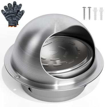 Imagem de TOYIEW Tampa externa de ventilação da secadora de 10 cm, tampa de ventilação de parede redonda de aço inoxidável, saída de exaustão do secador para banheiro, escritório, casa, ar, sistema HVAC