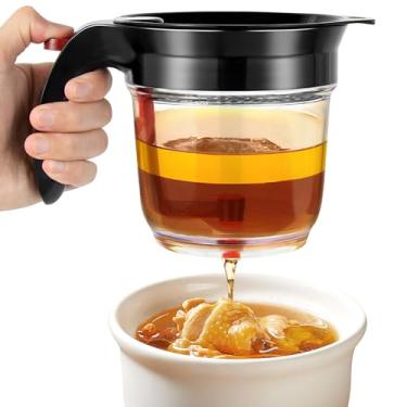 Imagem de Separador de gordura com liberação inferior e filtro de óleo, separador de molho 4 xícaras ou coador de gordura de 1000 ml, copo medidor de plástico, separador de óleo, escumadeira de gordura para