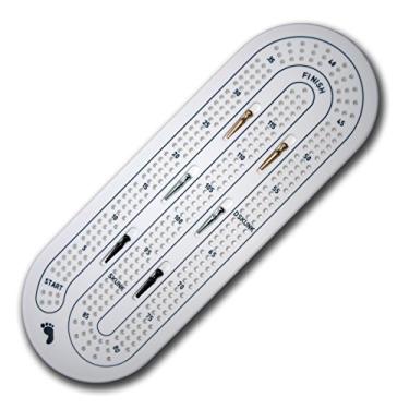 Imagem de Premium Quality Solid Corian 3 Player Cribbage Board with 6 Solid Metal Pegs