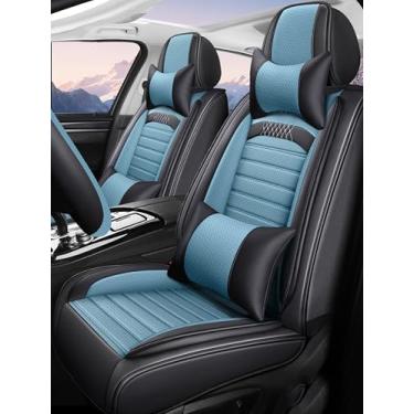 Imagem de Capas de assento de carro de couro com cobertura total de ajuste universal para carros, SUVs e caminhonetes, protetor de assento de carro, conjunto completo de capas de assento automotivas, almofada