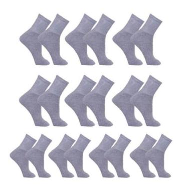 Imagem de Kit 10 Pares de Meias Masculina Sport Cano Médio - Polo Basic, Cinza, 