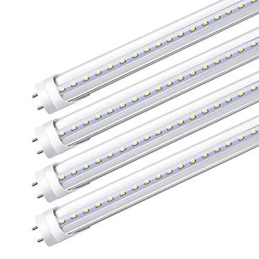 Imagem de LightingWill LED T8 Tubo de luz 2 pés, luz do dia branco 5000K, desvio de lastro alimentado de extremidade dupla, 1000 lúmens 10W (substituição fluorescente equivalente de 24W) capa transparente, luminária de tubo de iluminação AC85-265V, pacote com 4