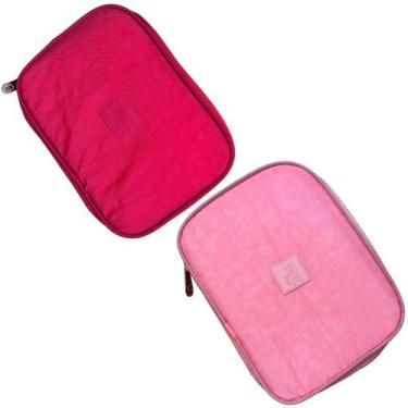 Imagem de Kit 2 Estojos Escolar Box Femininos Unissex Infantil Necessaire Maquia