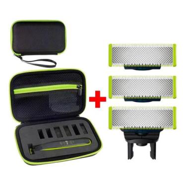 Imagem de 03 Lâminas Refil + Case P/ Barbeador Oneblade Philips - One Blade