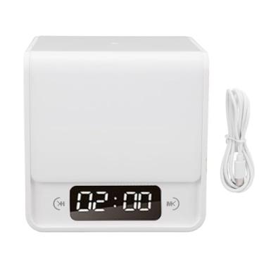 Imagem de Cube LED Night Light Clock 2 Em 1 Recarregável Dimmível 3 Temperatura de cor Projeto cúbico portátil ajustável para camping de quarto Material de abds 3600mAh Bateria