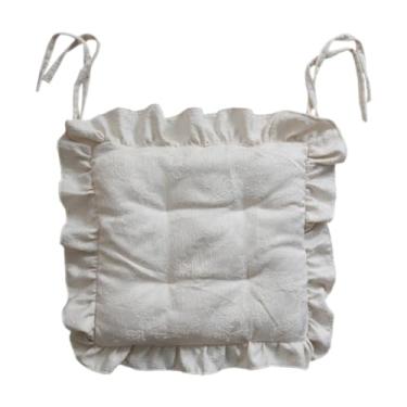 Imagem de Fenteer Almofada para cadeira Ruffles 15,75 x 15,75 polegadas, lavável, multifuncional, macia, floral, almofada para cadeira, decoração para jardim, pátio,