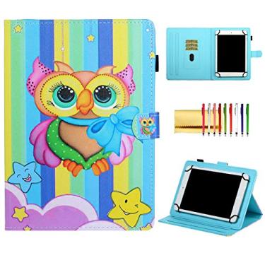 Imagem de Capa universal para tablet de 7,9 a 8,4 polegadas, capa protetora de couro magnético dobrável Techcircle com suporte para caneta, para LG G Pad de 20 cm, Fire HD 8, Chuwi Hi9 Pro, coruja arco-íris
