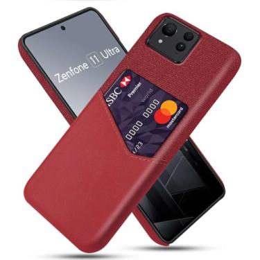 Imagem de Capa para ASUS Zenfone 11 ULTRA,Tela e tampa de couro PU,Antideslizante,360°cobertura completa à prova de choque com 1 slot de cartão atrás,Prevenção de queda-Red