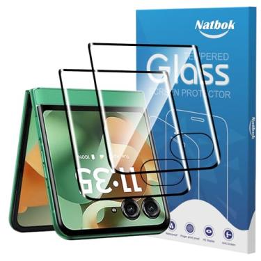 Imagem de Natbok Pacote com 2 protetores de tela 3D compatíveis com Motorola Razr 2025/2024/Razr 60 5G/Razr 50 (9.1 cm) [somente tela frontal], filme de vidro temperado 9H de cobertura total 3D, transparente HD