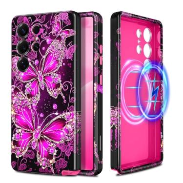 Imagem de Casetego Capa para Galaxy S25 Ultra, compatível com MagSafe,[Teste de queda de grau militar] Capa feminina fina à prova de choque robusta mármore para Samsung Galaxy S25 Ultra 6,9 polegadas, toda roxa