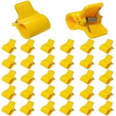 Imagem de Grampos de estufa para tubo de PVC de 1/2 polegada, aros de estufa, estrutura de suporte, túnel de cultivo, estacas de jardim de suporte de plantas. Clipes de jardim amarelos para fixação de cobertura